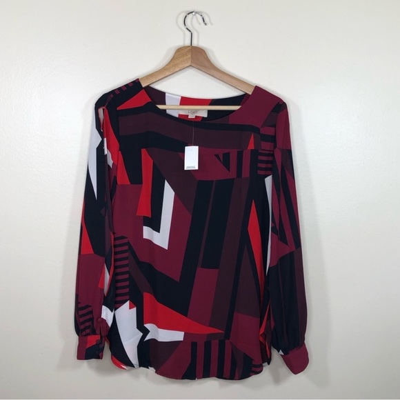 NWOT loft multi color slit sleeve blouse size small - Picture 2 of 11